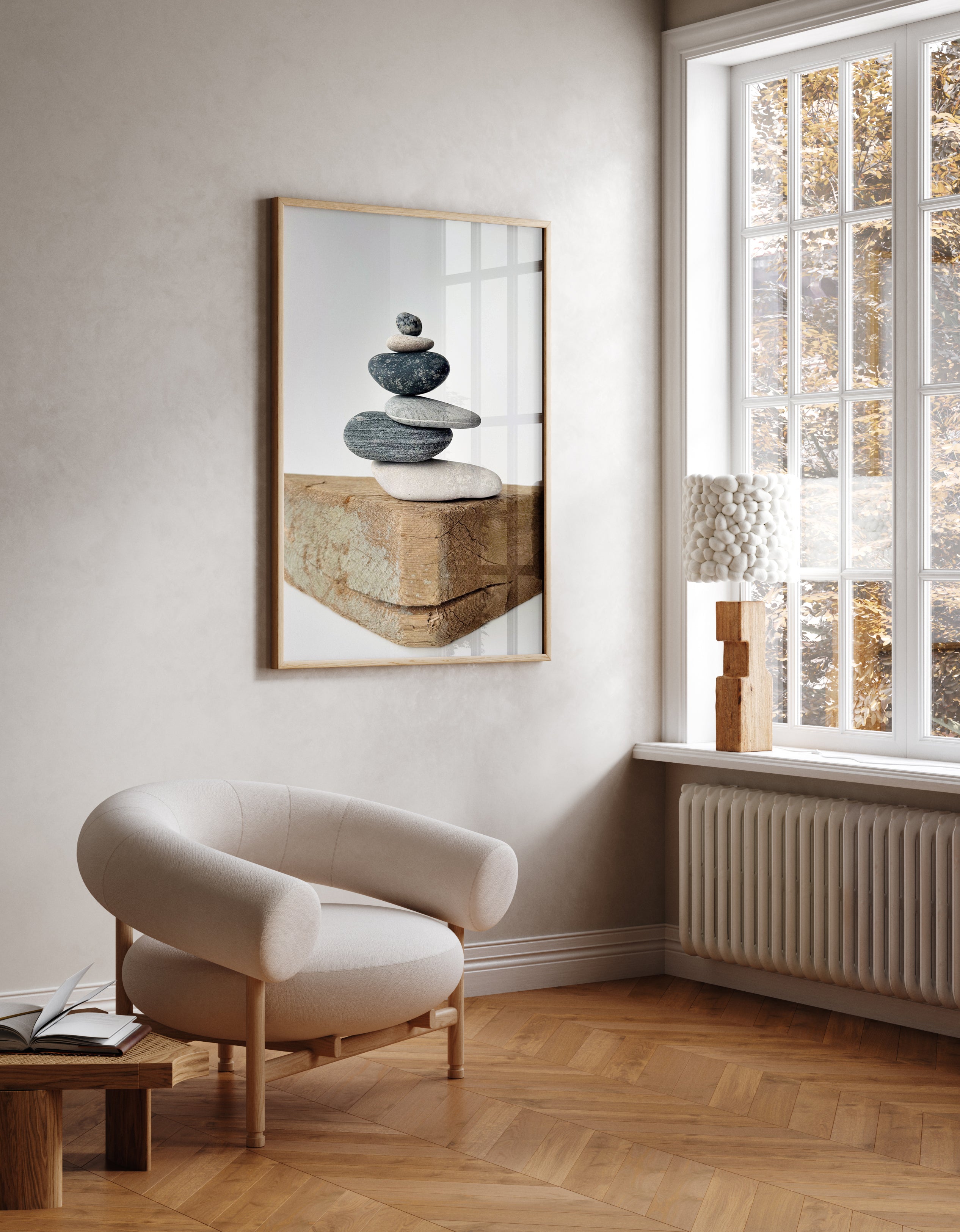 Baltic Cairn Stone Wall Art – Printable Zen Balance Poster