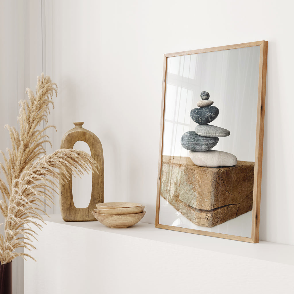 Baltic Cairn Stone Wall Art – Printable Zen Balance Poster