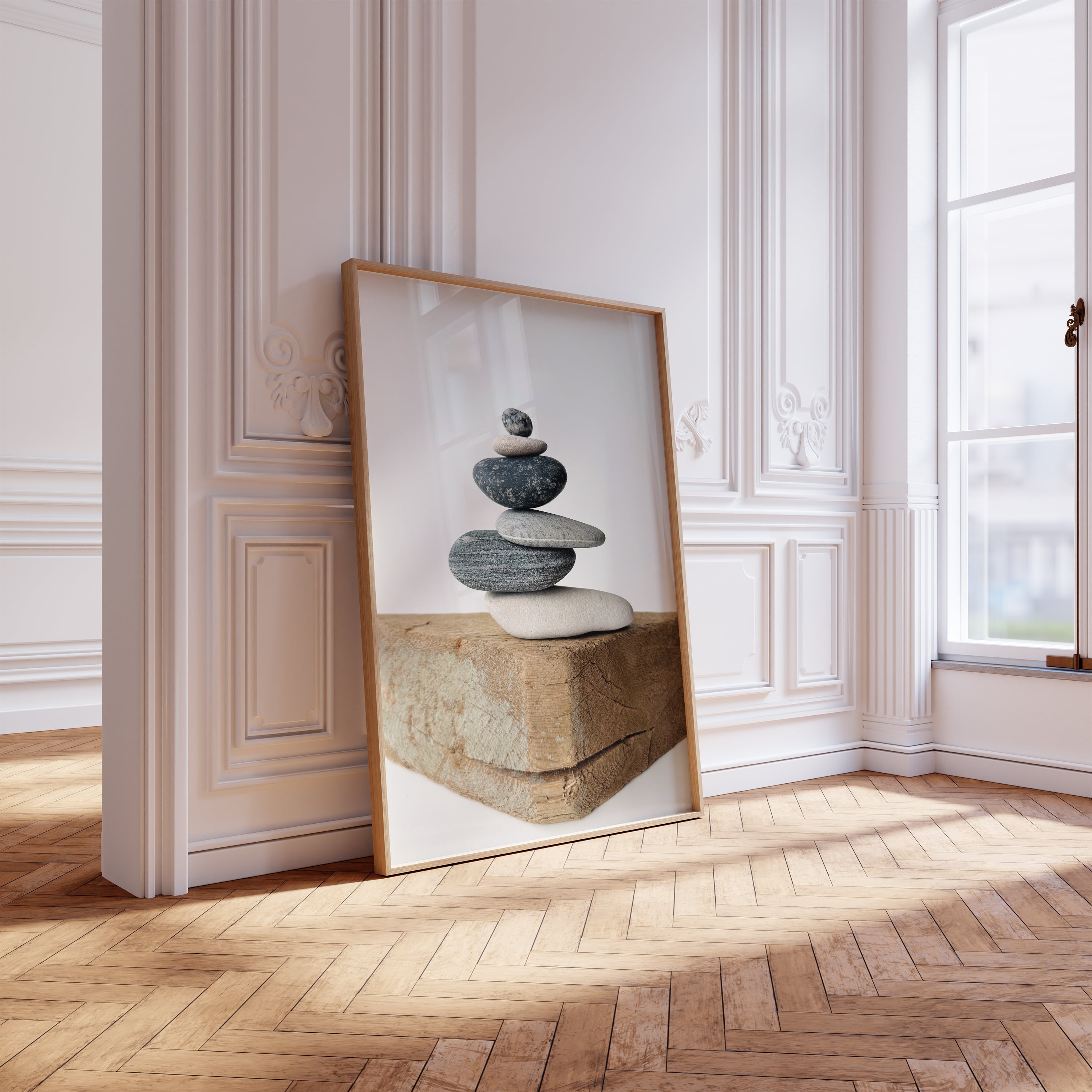 Baltic Cairn Stone Wall Art – Printable Zen Balance Poster