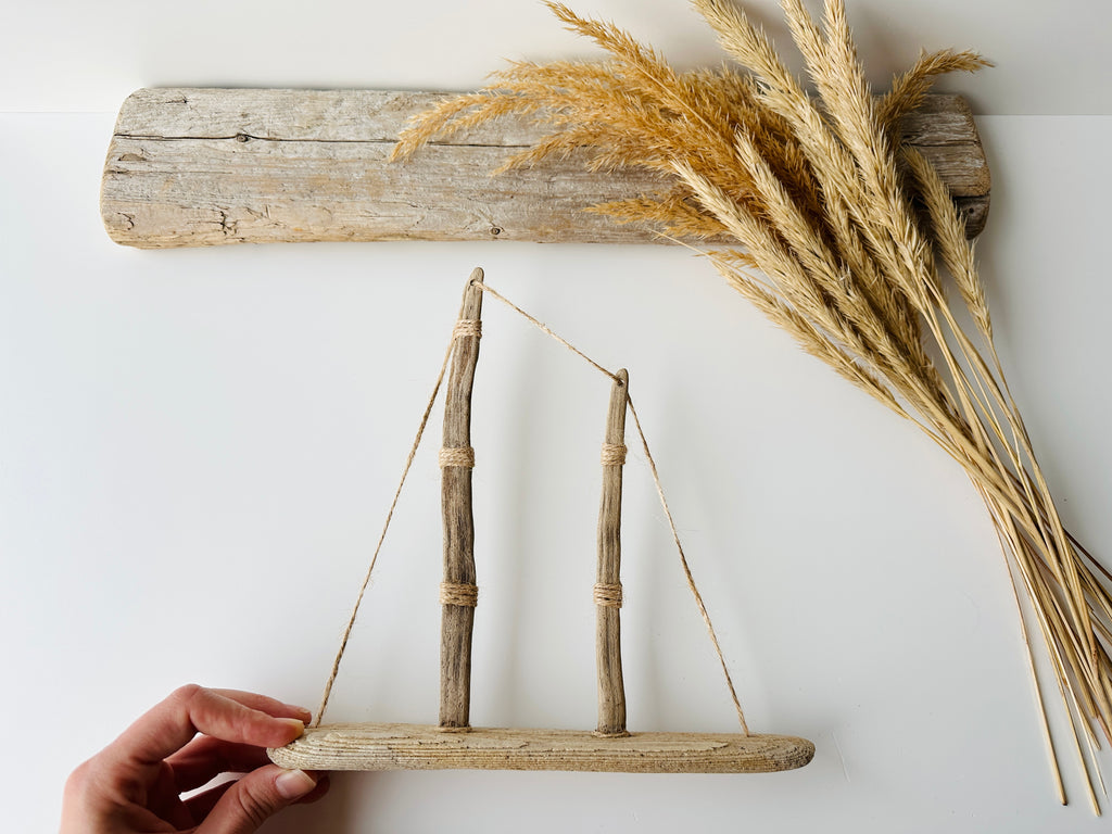 Baltic Driftwood Sailboat – Wooden Ship Sculpture No.1