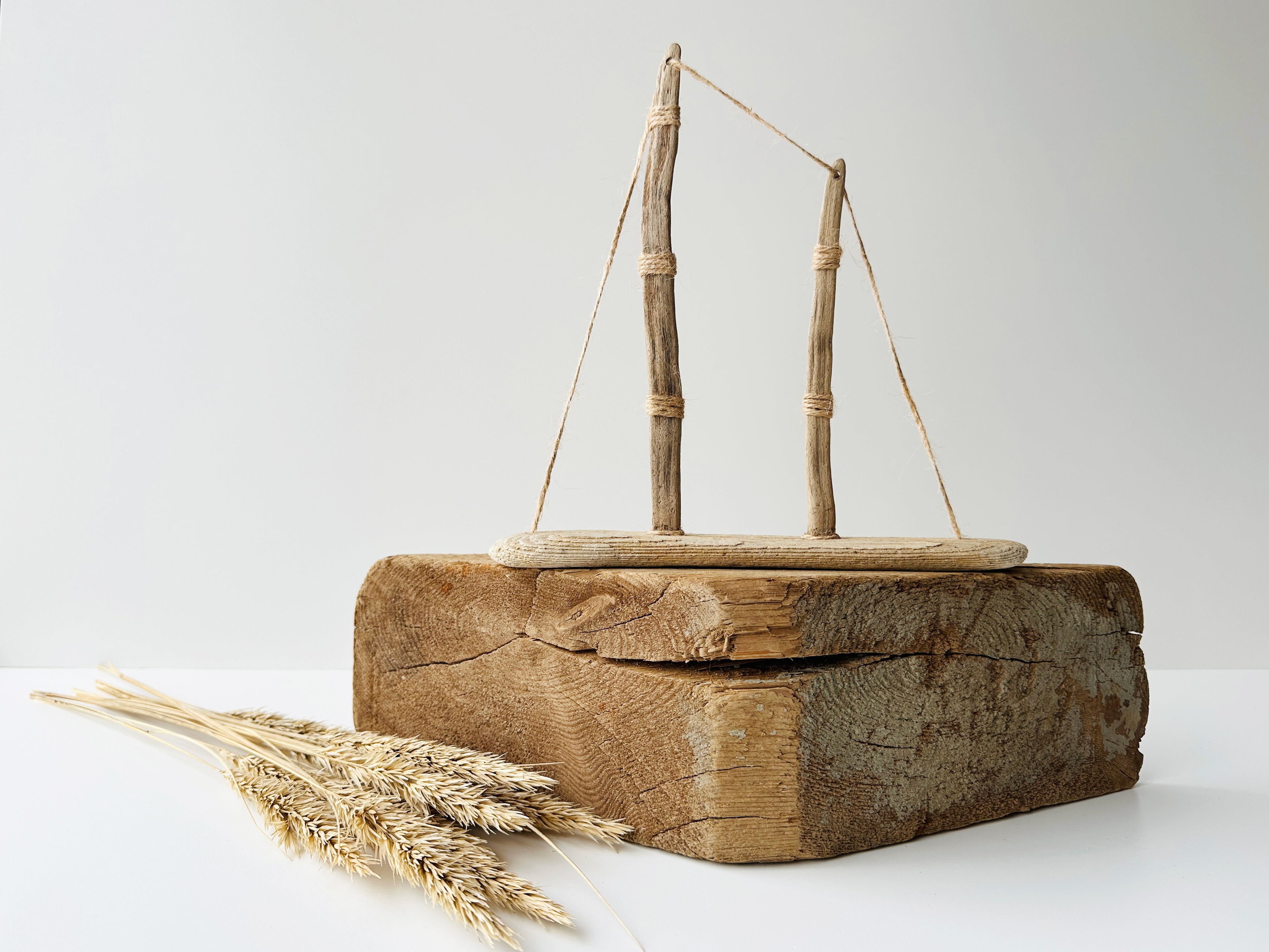 Baltic Driftwood Sailboat – Wooden Ship Sculpture No.1