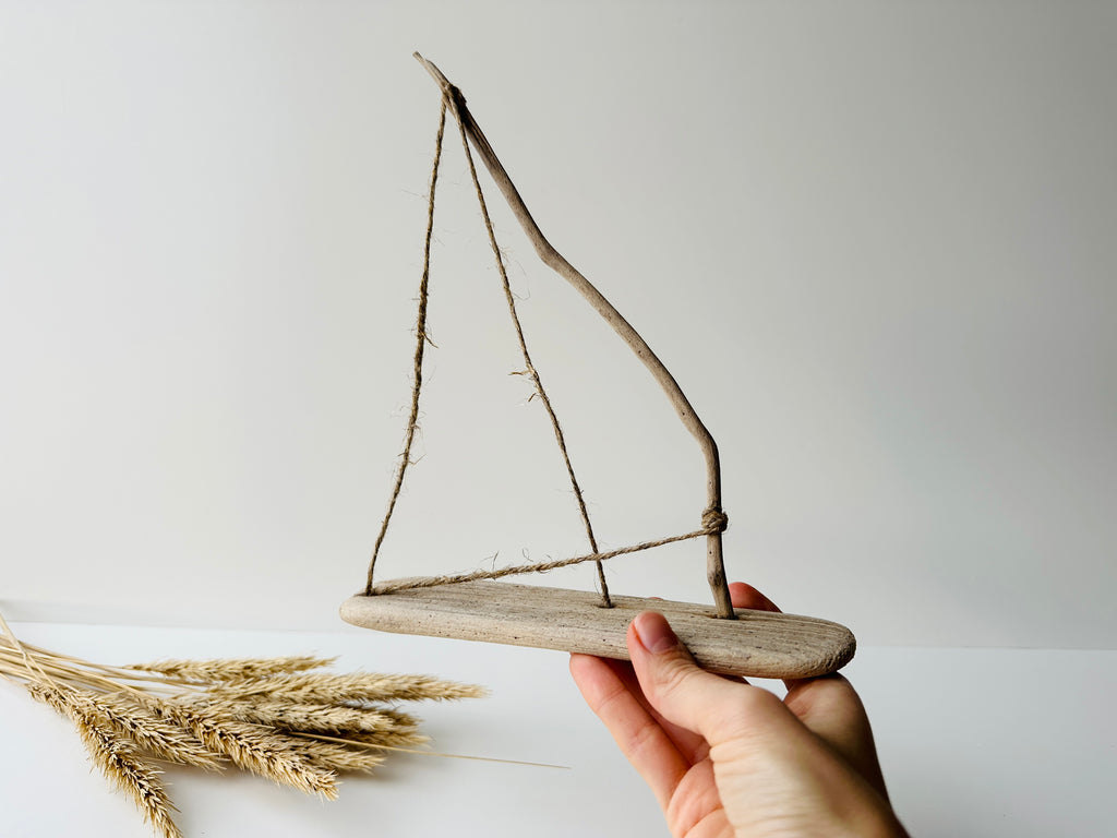 Baltic Driftwood Sailboat – Wooden Ship Sculpture No.17