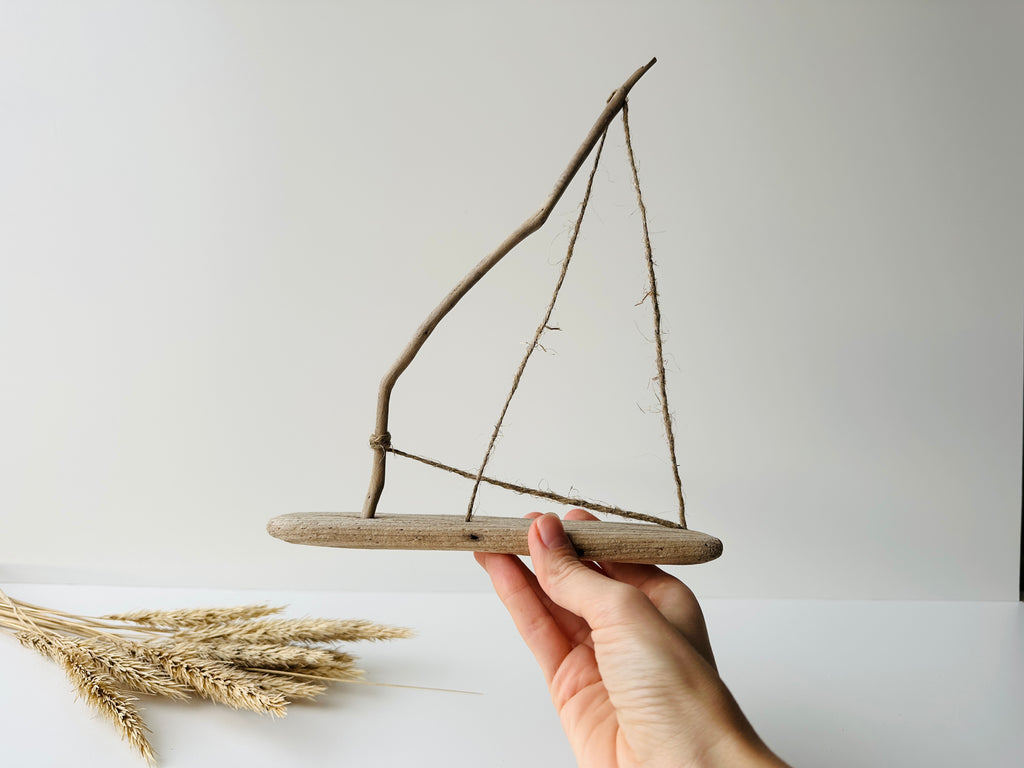 Baltic Driftwood Sailboat – Wooden Ship Sculpture No.17