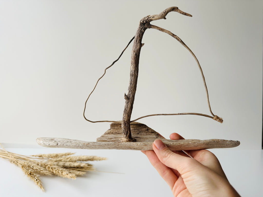 Baltic Driftwood Sailboat – Wooden Ship Sculpture No.3