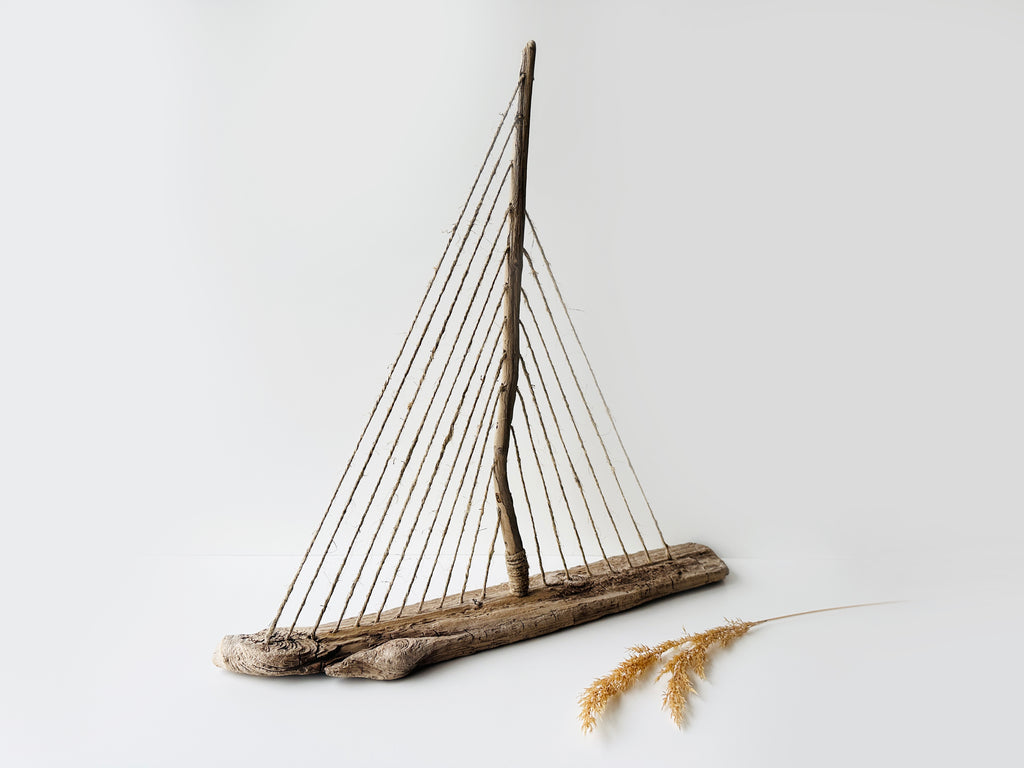 Baltic Driftwood Sailboat – Wooden Ship Sculpture No.25