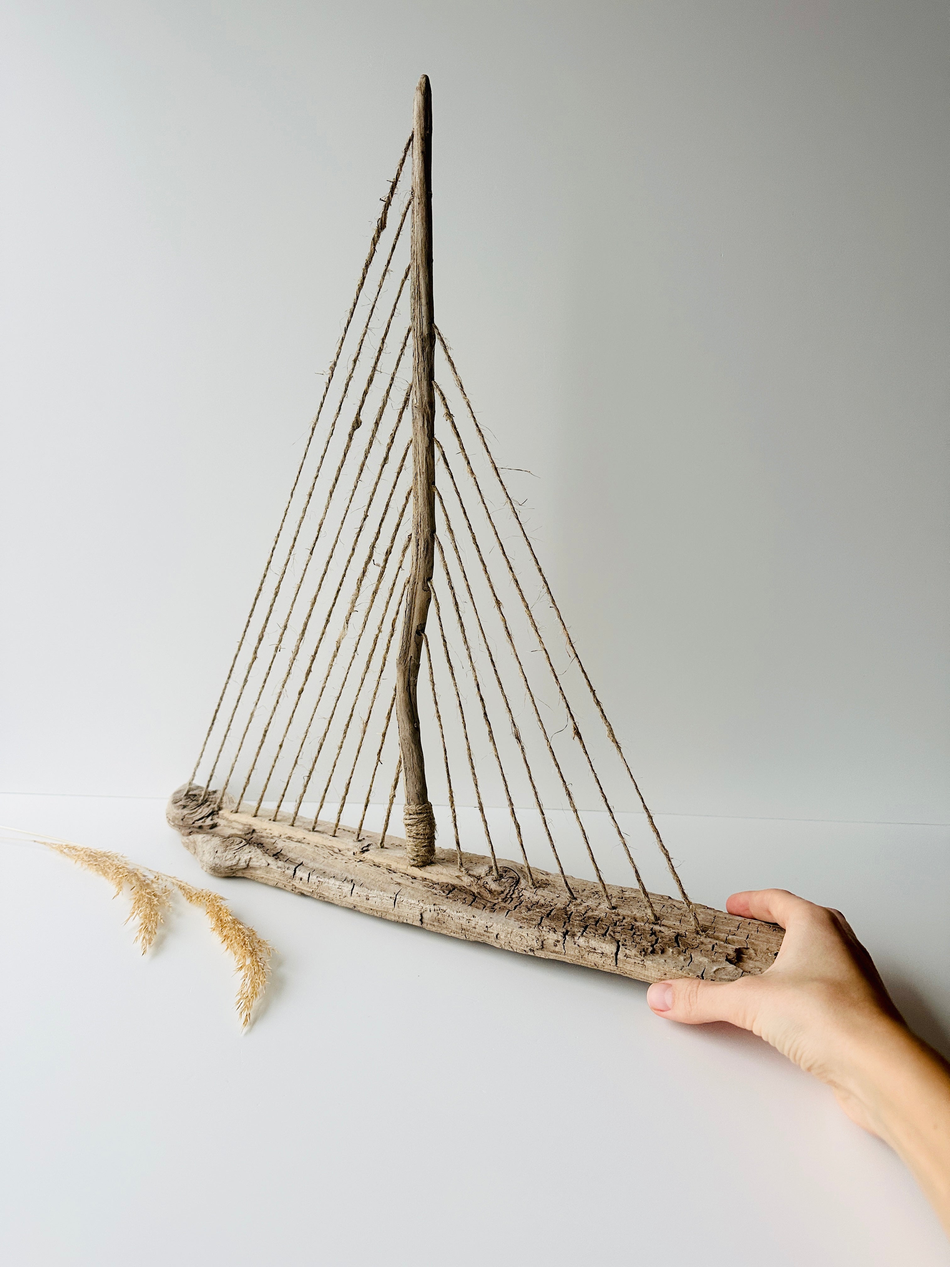 Baltic Driftwood Sailboat – Wooden Ship Sculpture No.25