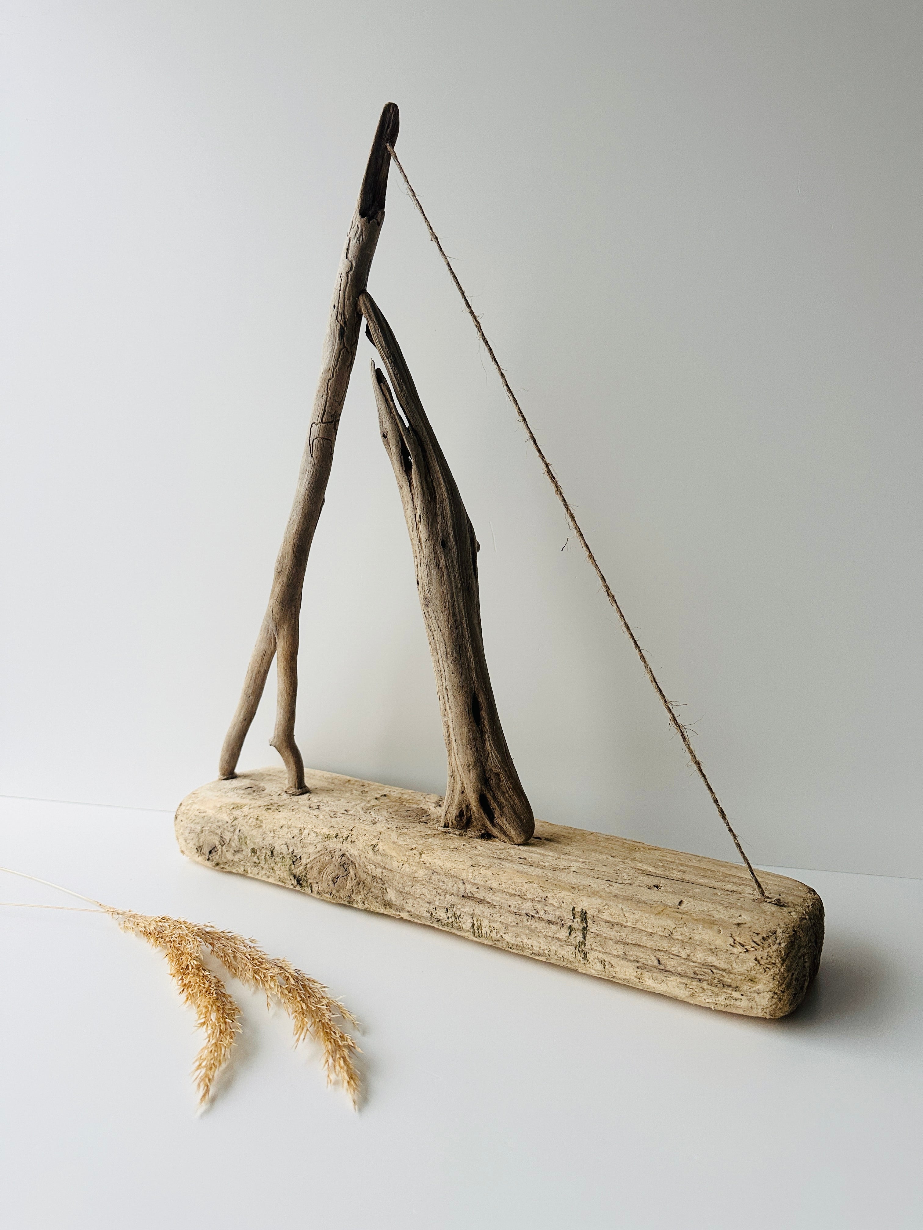 Baltic Driftwood Sailboat – Wooden Ship Sculpture No.27