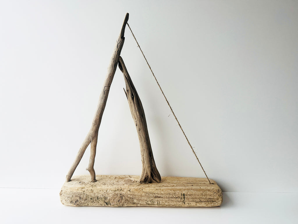 Baltic Driftwood Sailboat – Wooden Ship Sculpture No.27