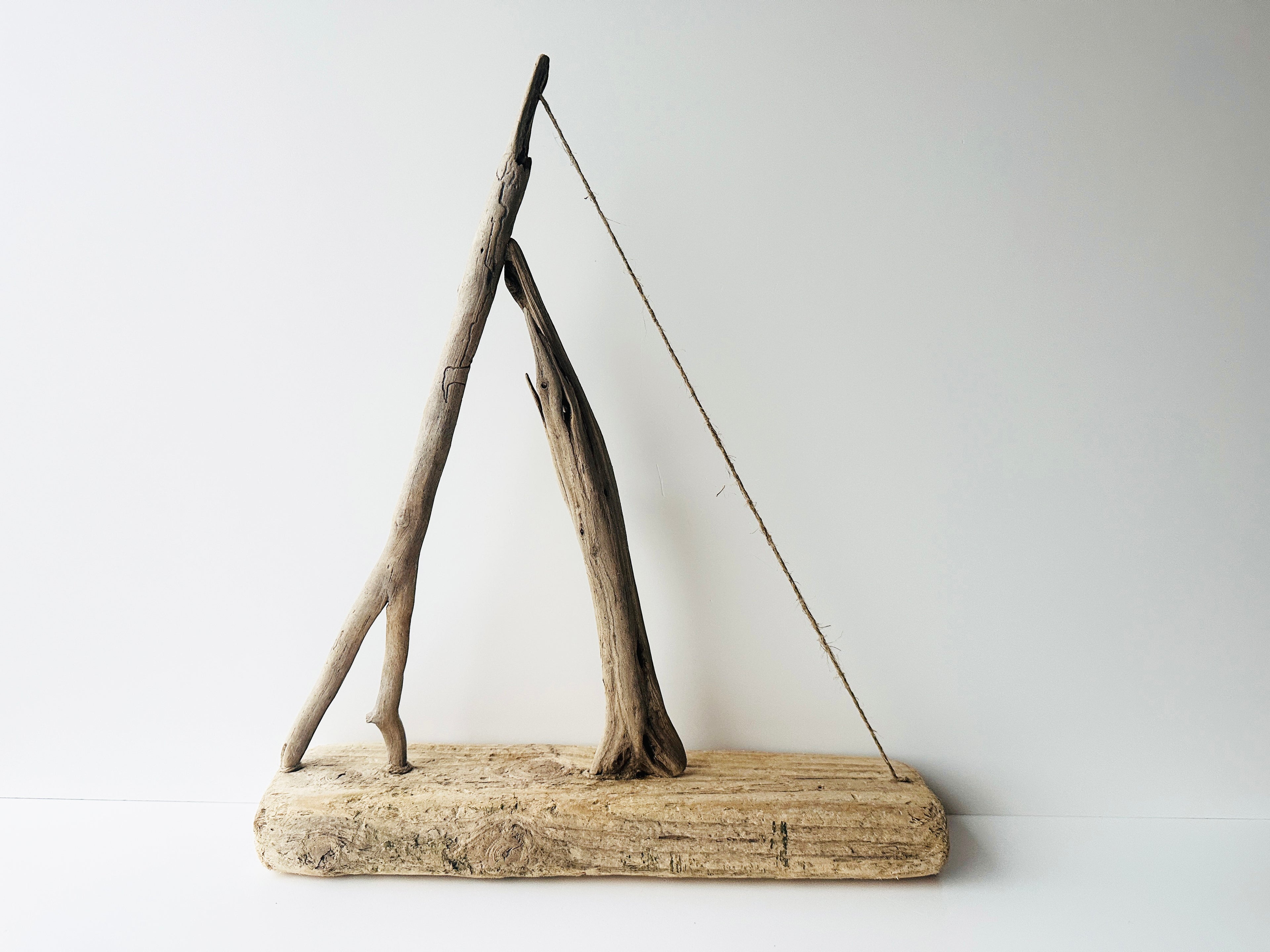 Baltic Driftwood Sailboat – Wooden Ship Sculpture No.27