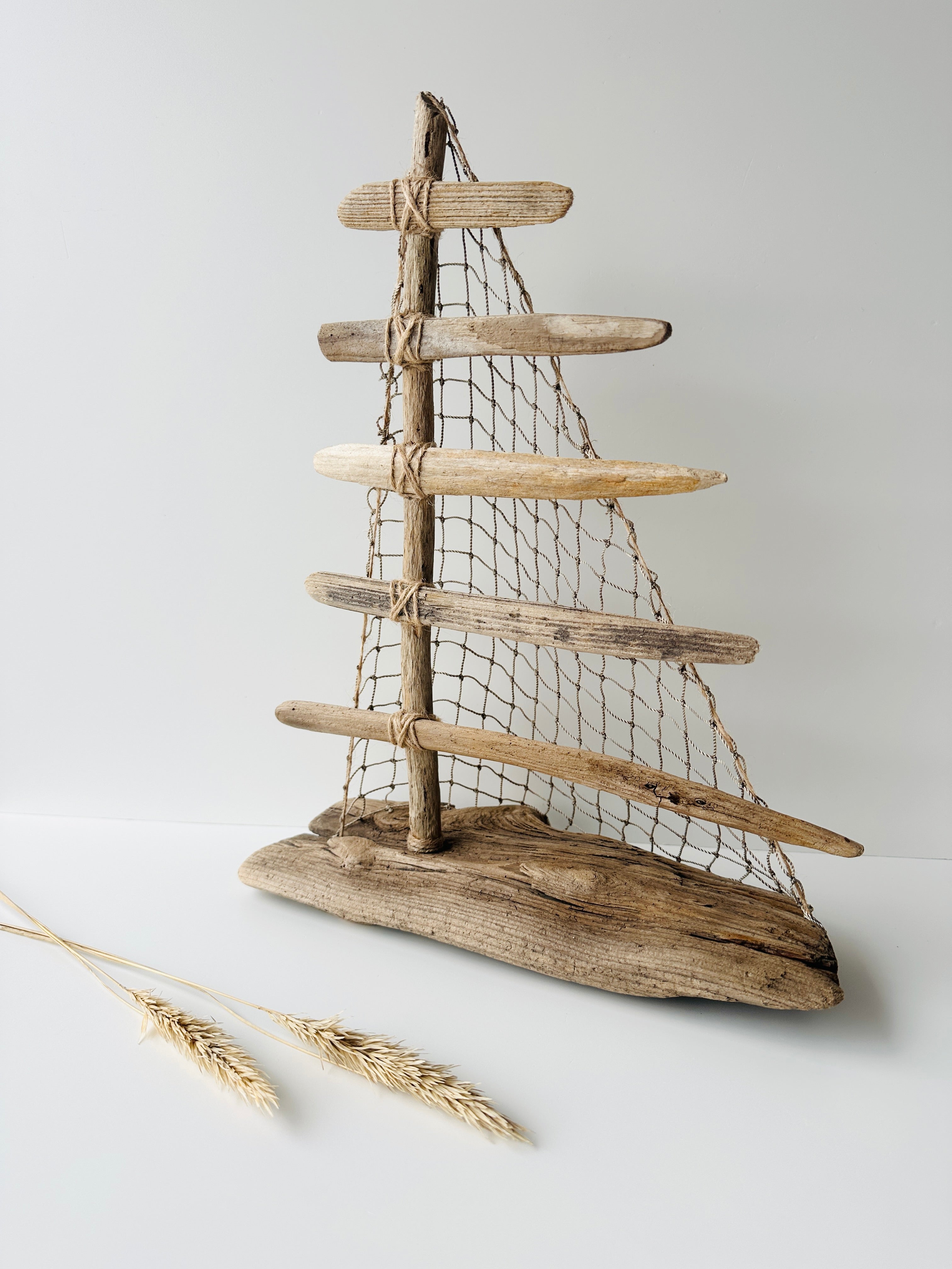 Baltic Driftwood Sailboat – Wooden Ship Sculpture No.31