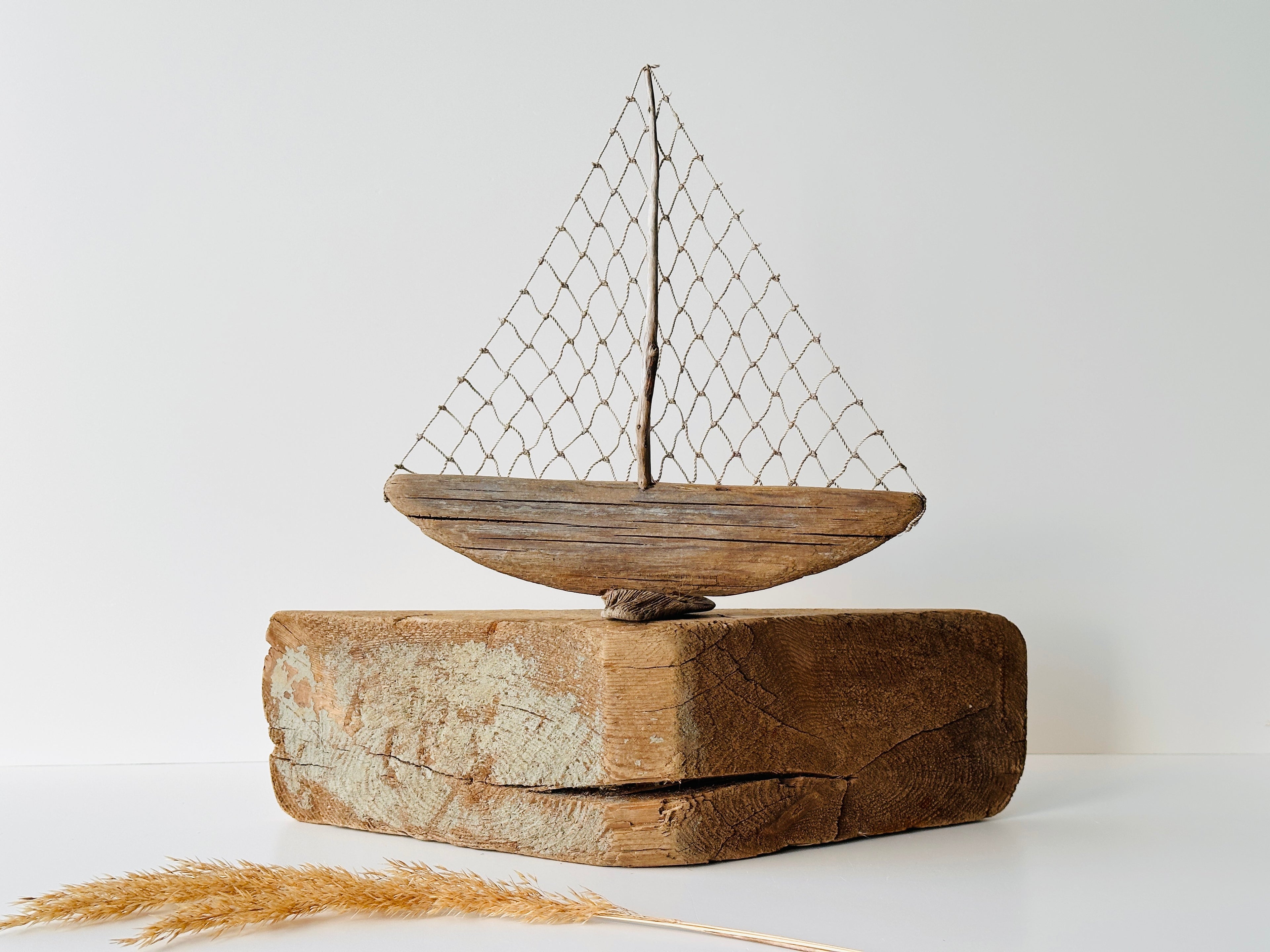 Baltic Driftwood Sailboat – Wooden Ship Sculpture No.9