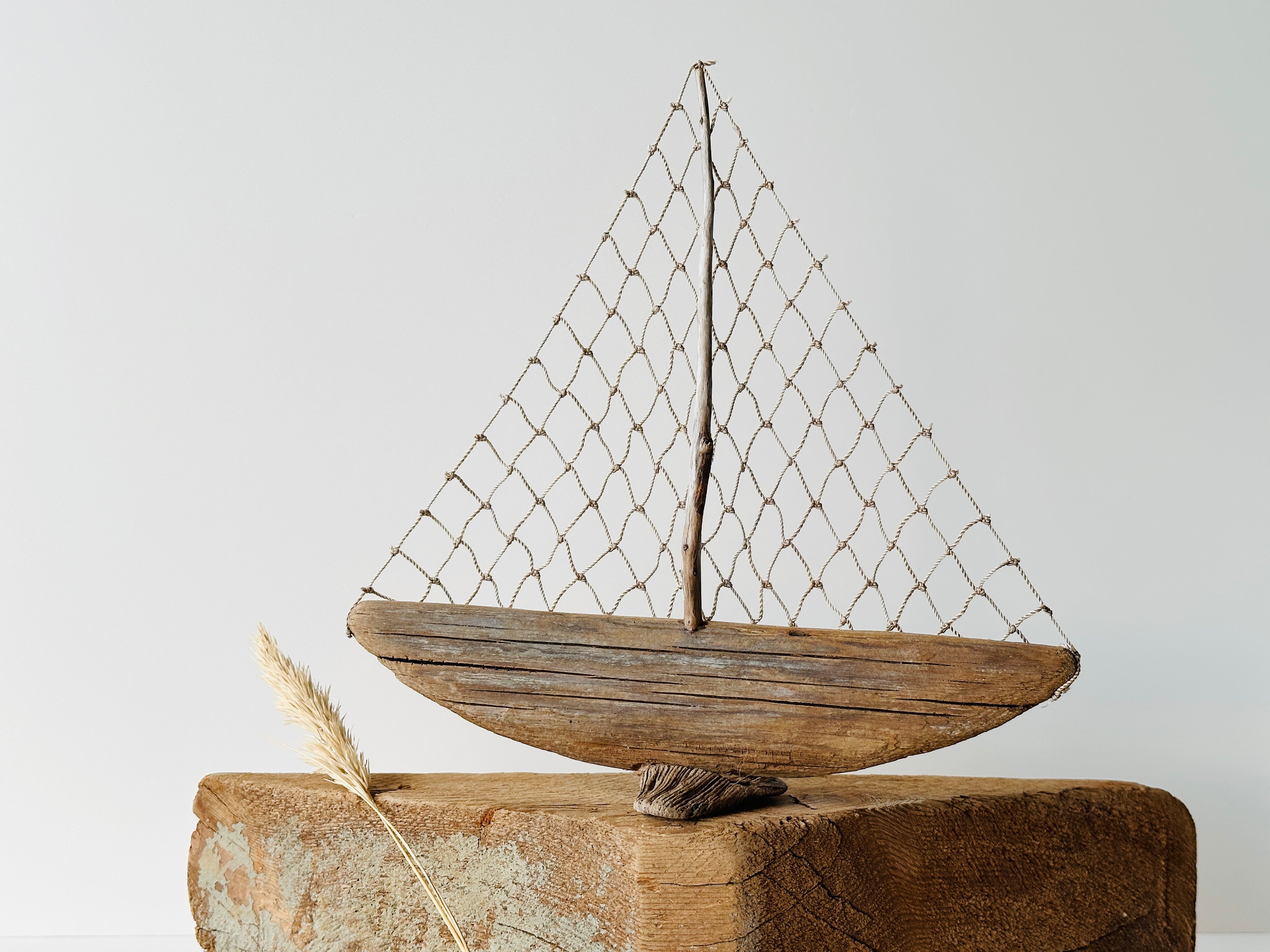 Baltic Driftwood Sailboat – Wooden Ship Sculpture No.9