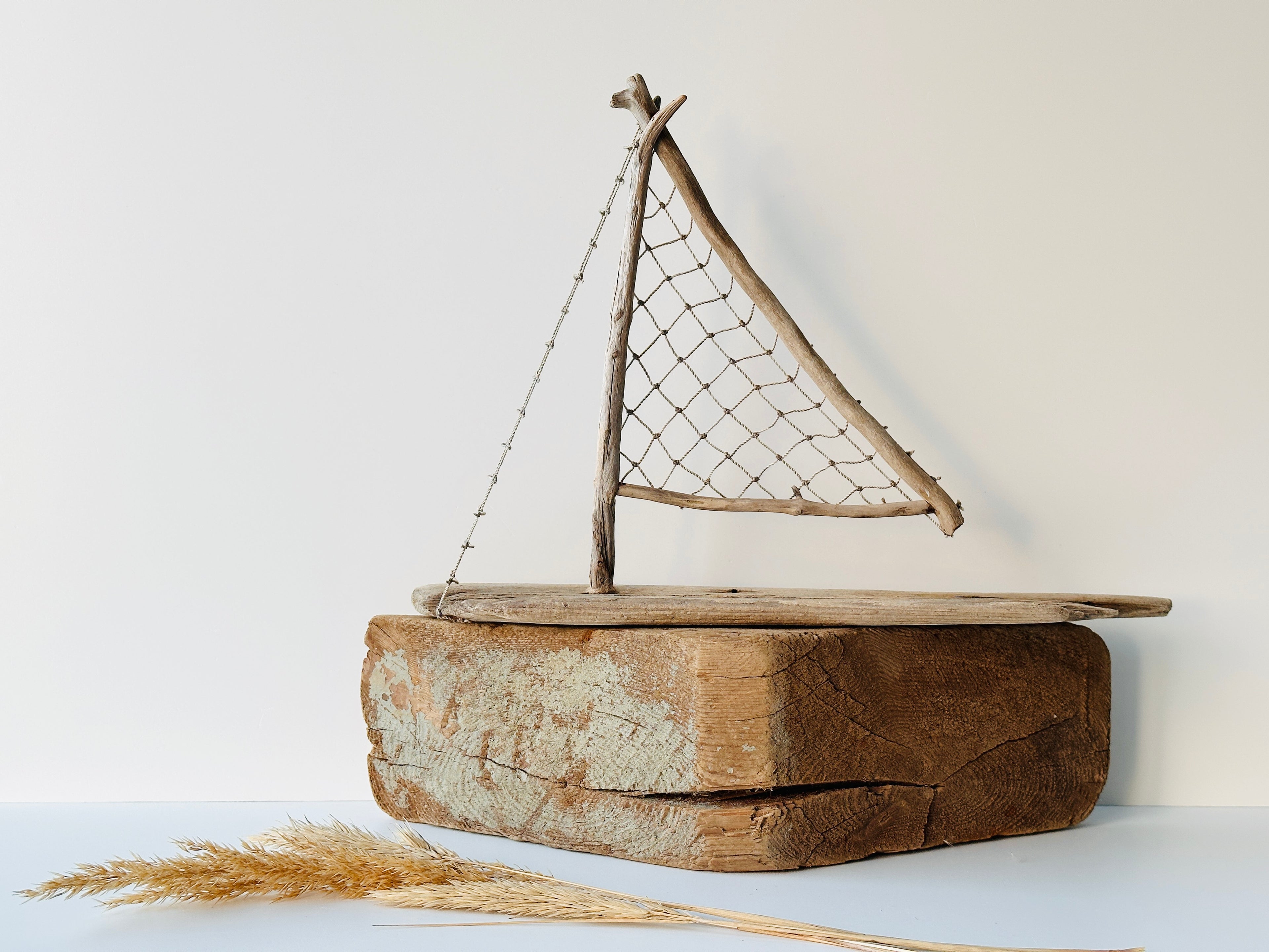 Baltic Driftwood Sailboat – Wooden Ship Sculpture No.10