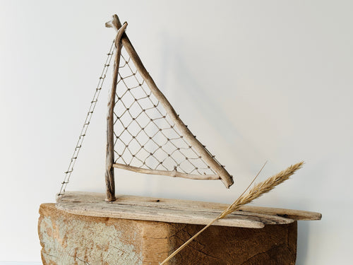 Baltic Driftwood Sailboat – Wooden Ship Sculpture No.10