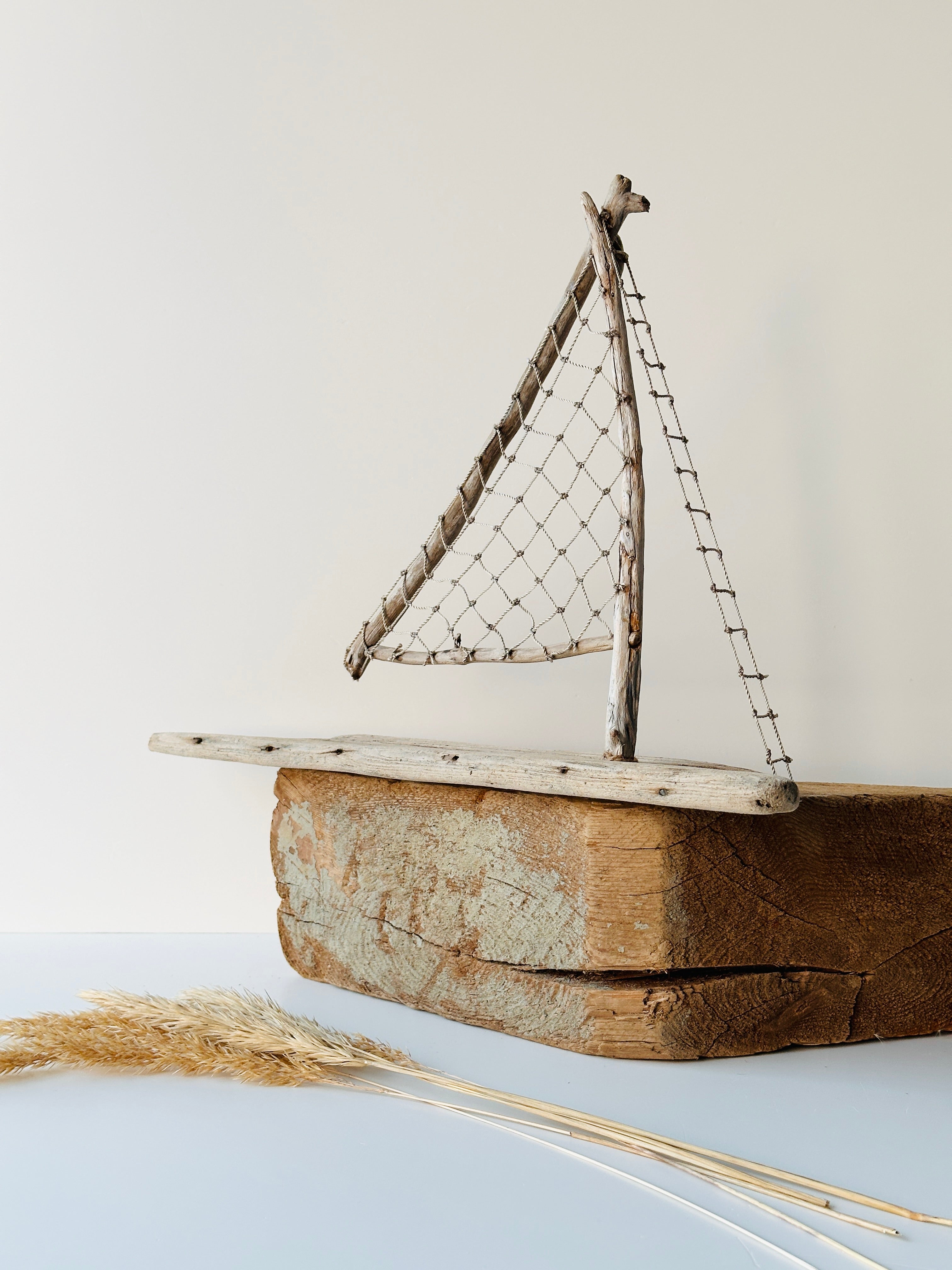 Baltic Driftwood Sailboat – Wooden Ship Sculpture No.10