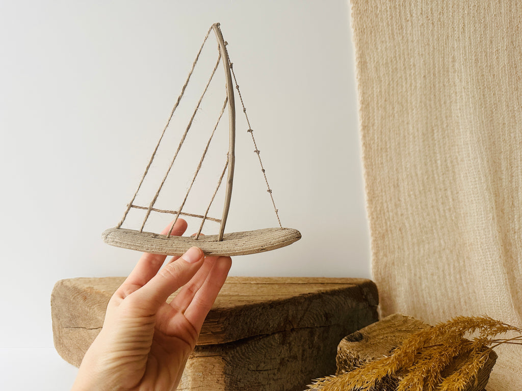 Baltic Driftwood Sailboat – Wooden Ship Sculpture No.12