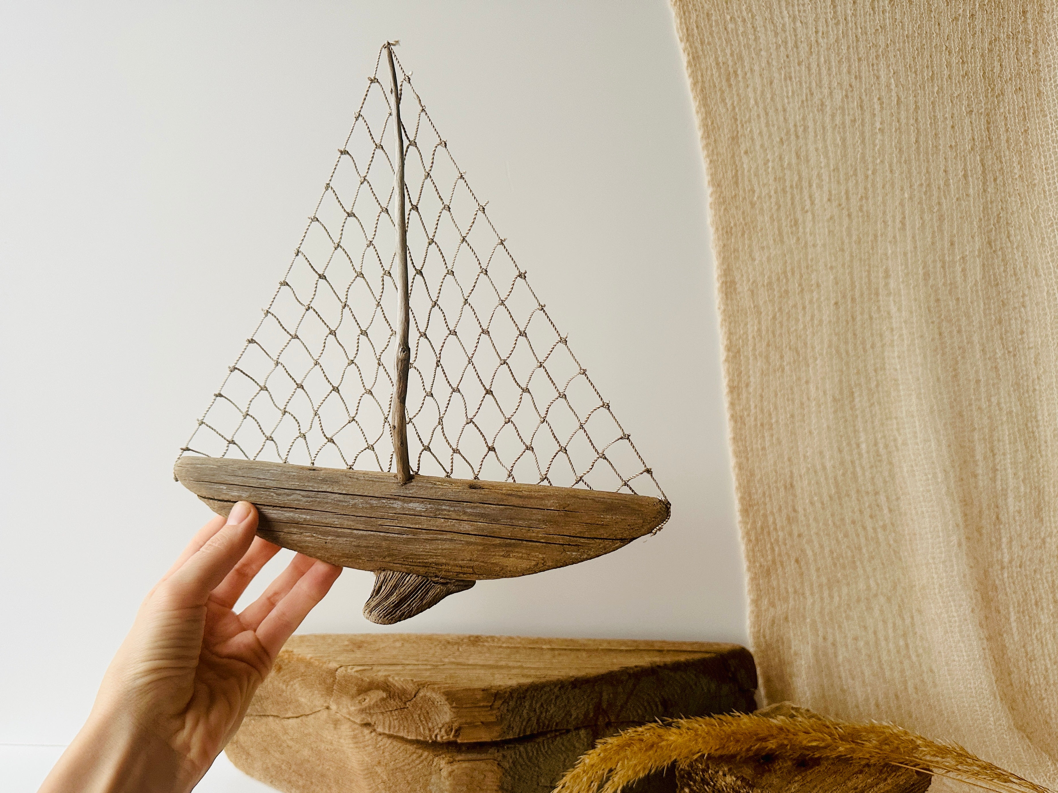Baltic Driftwood Sailboat – Wooden Ship Sculpture No.9