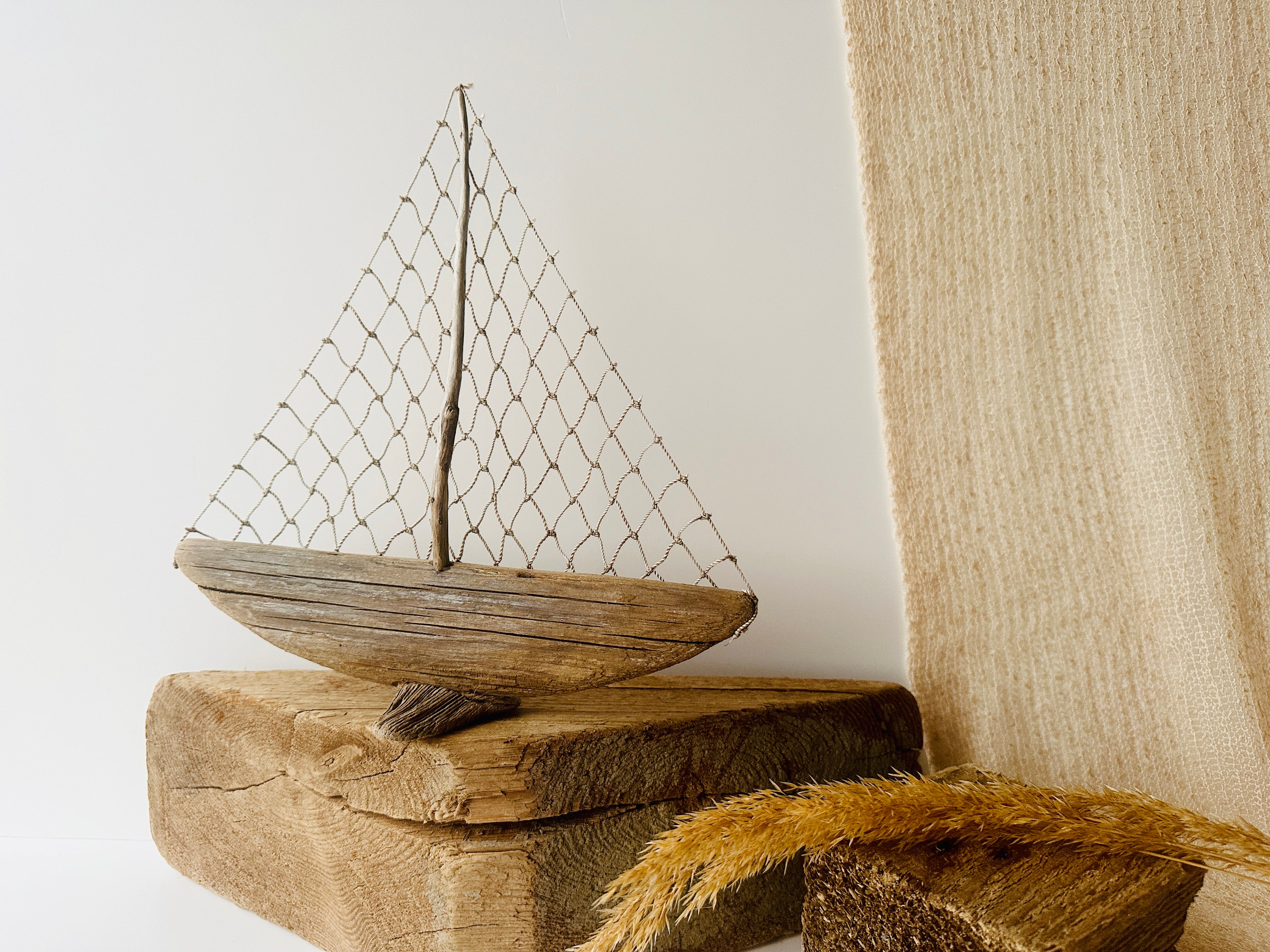 Baltic Driftwood Sailboat – Wooden Ship Sculpture No.9