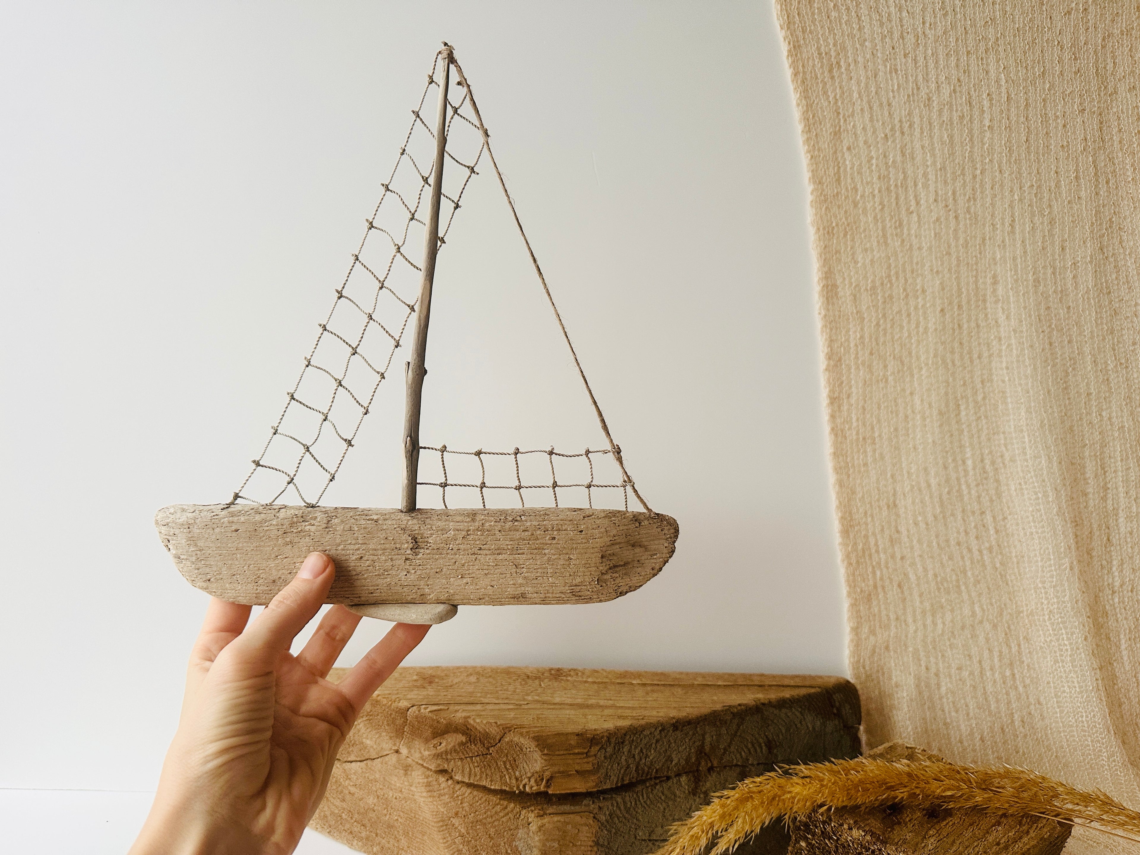 Baltic Driftwood Sailboat – Wooden Ship Sculpture No.14