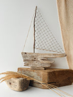 Baltic Driftwood Sailboat – Wooden Ship Sculpture No.28