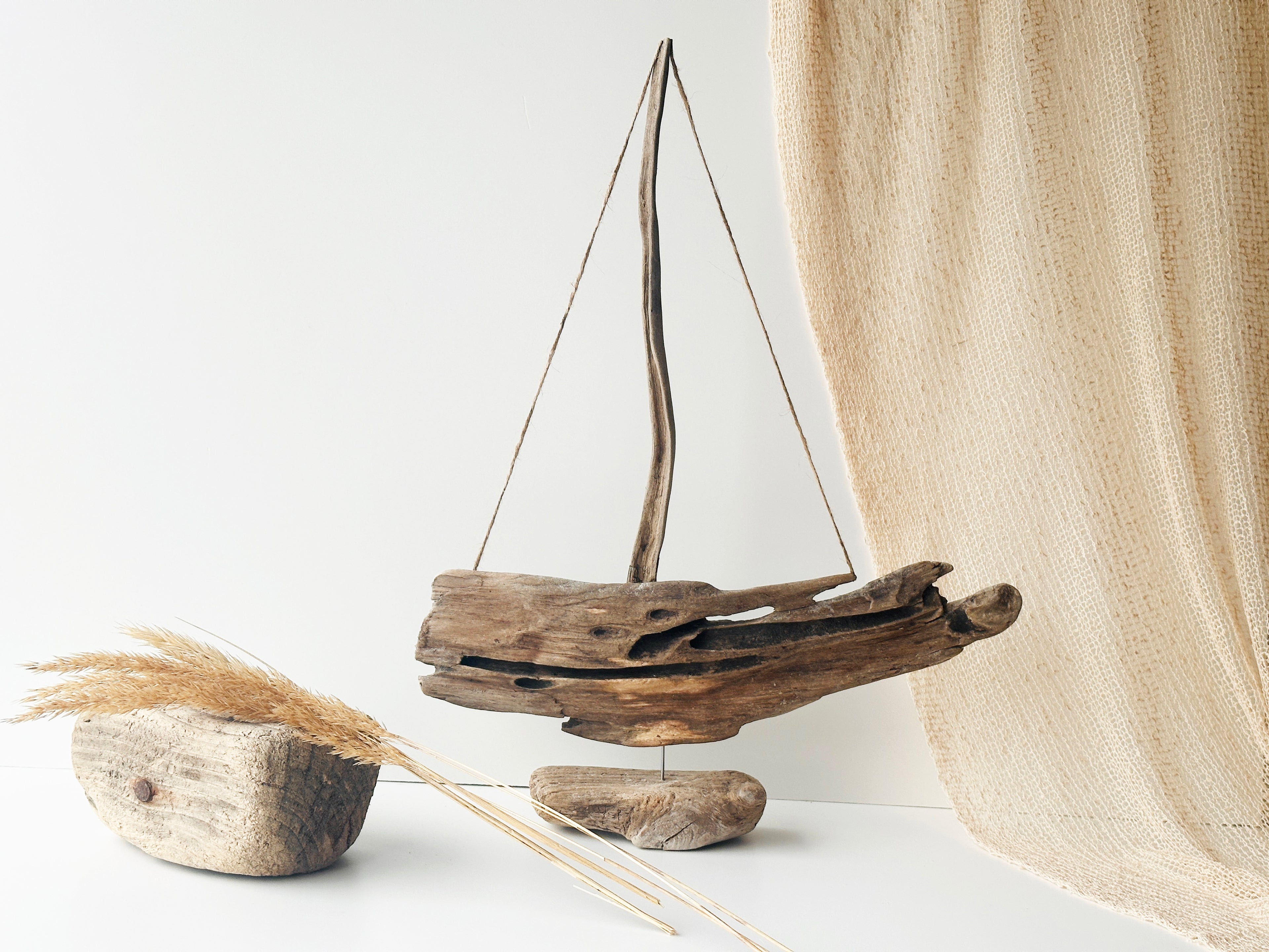 Baltic Driftwood Sailboat – Wooden Ship Sculpture No.29