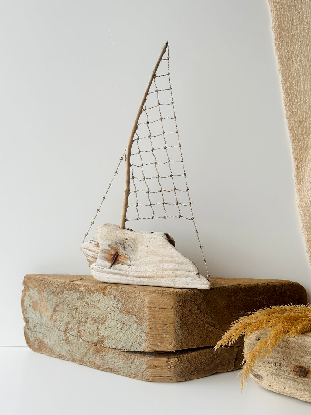 Baltic Driftwood Sailboat – Wooden Ship Sculpture No.22