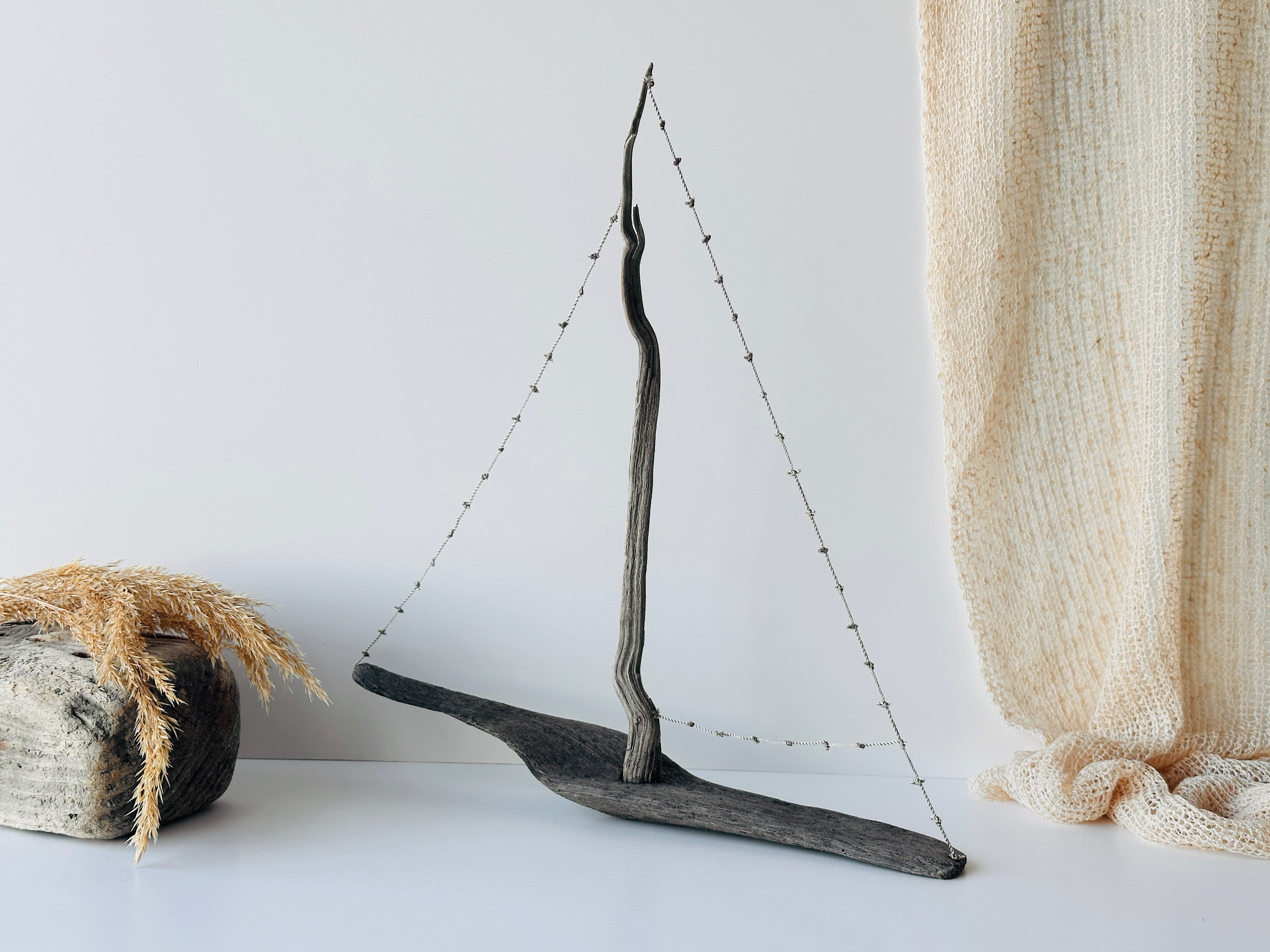 Baltic Driftwood Sailboat – Wooden Ship Sculpture No.23