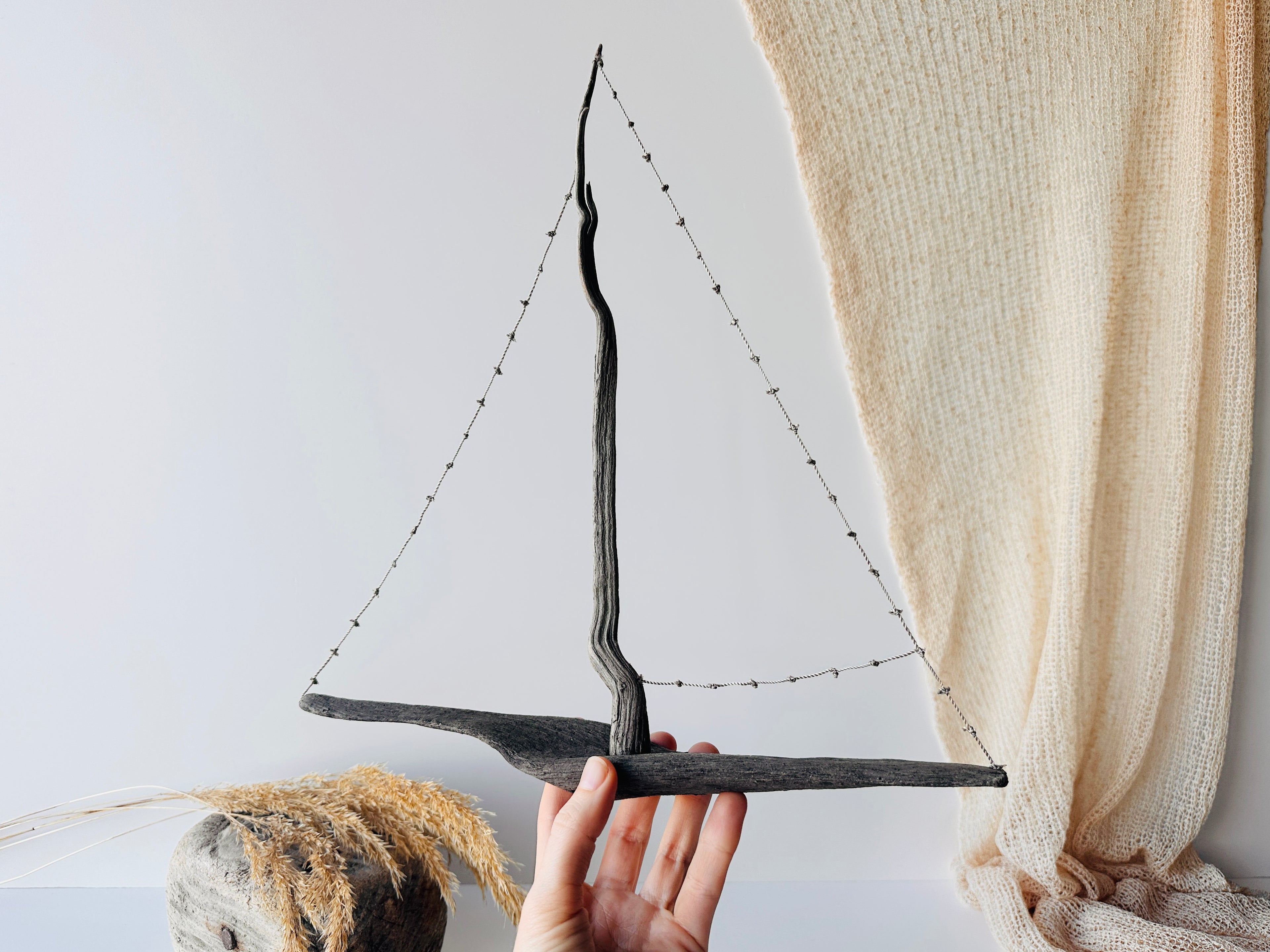 Baltic Driftwood Sailboat – Wooden Ship Sculpture No.23