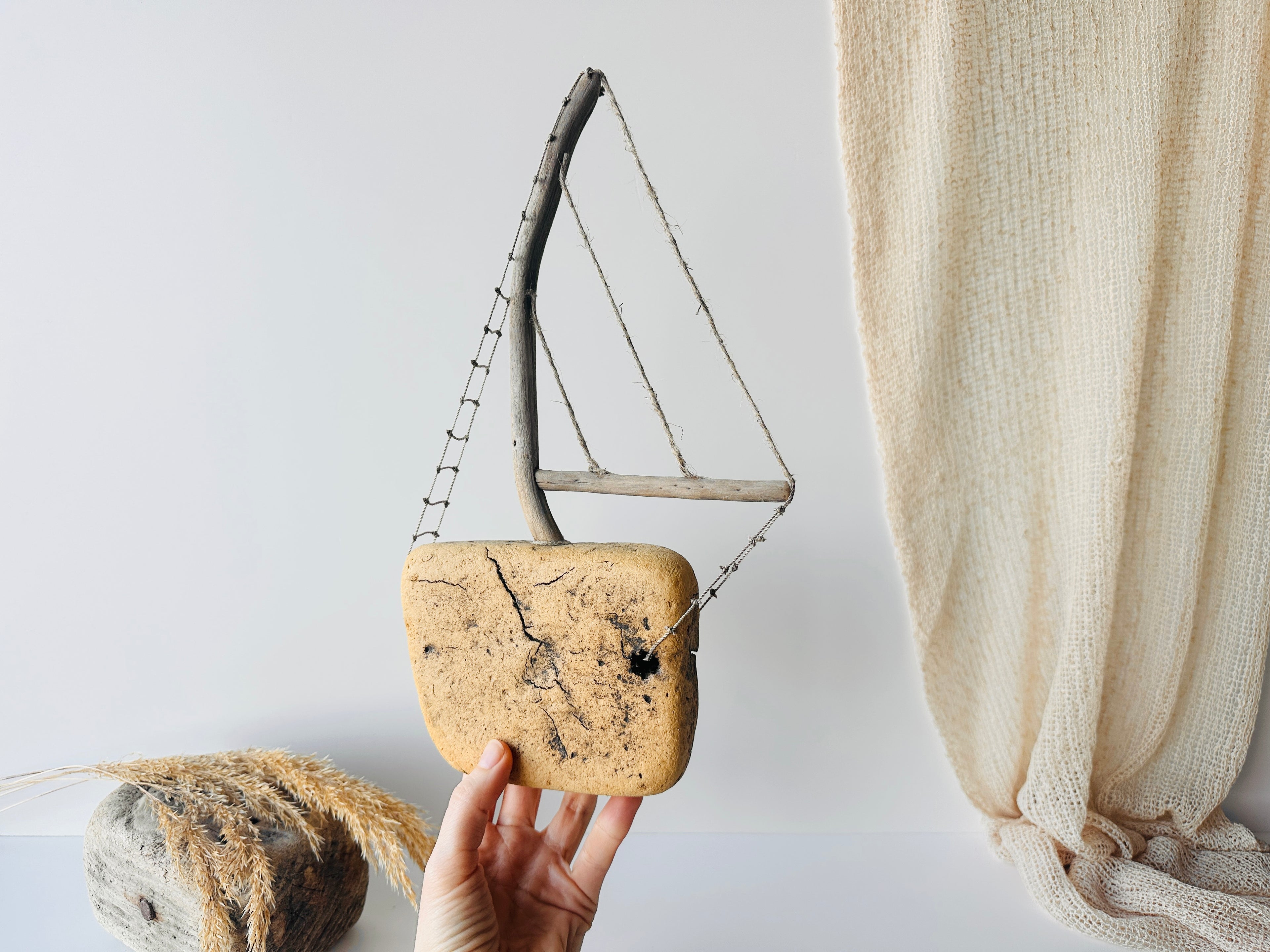 Baltic Driftwood Sailboat – Wooden Ship Sculpture No.24
