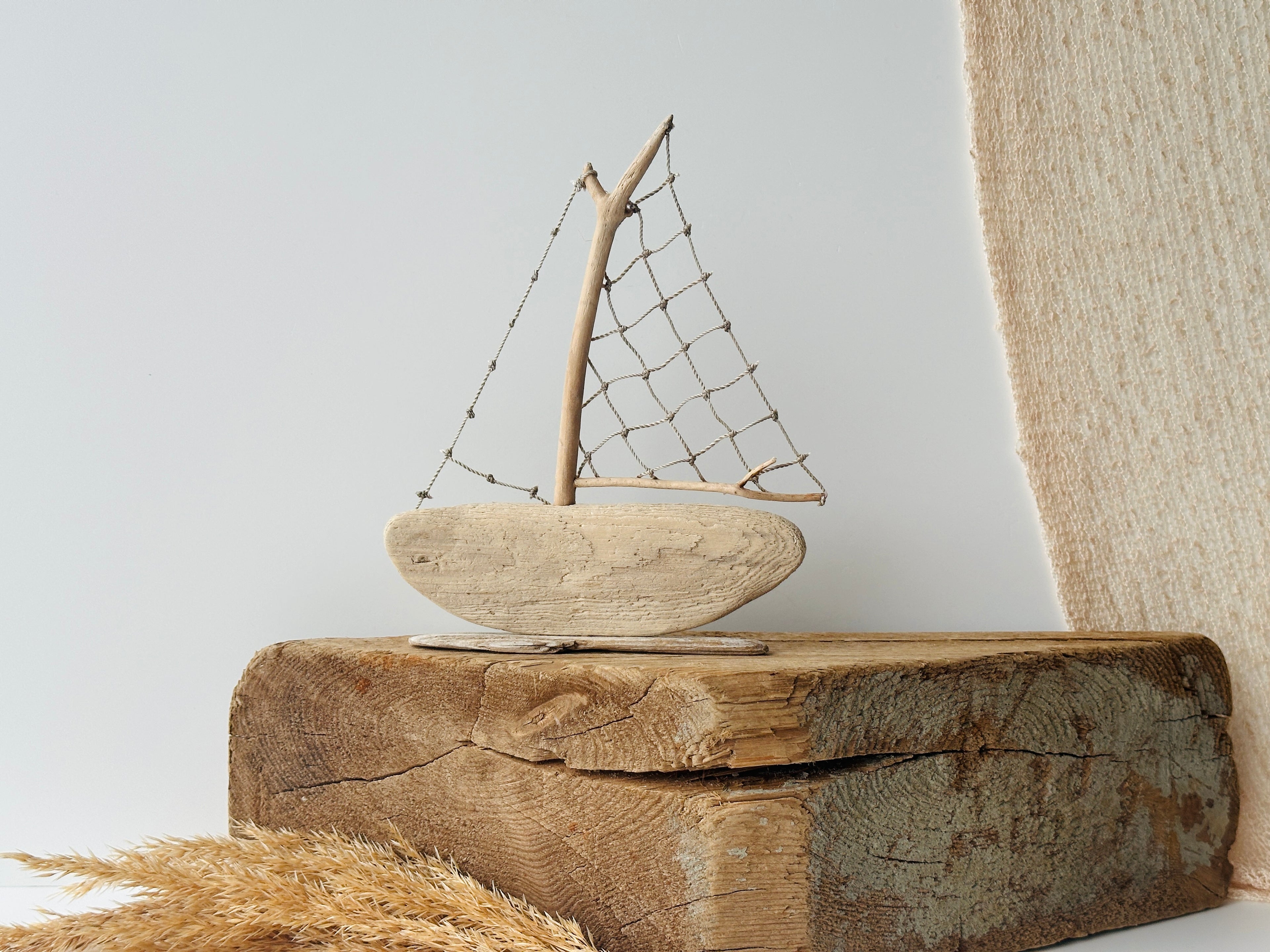 Baltic Driftwood Sailboat – Wooden Ship Sculpture No.35