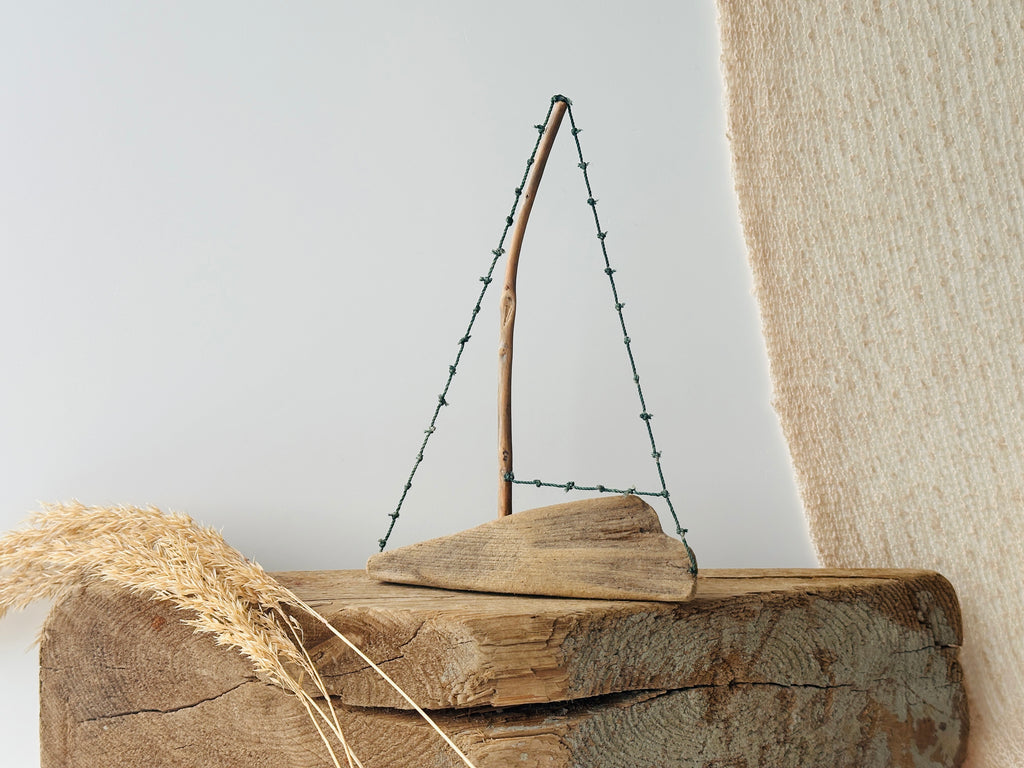 Baltic Driftwood Sailboat – Wooden Ship Sculpture No.34