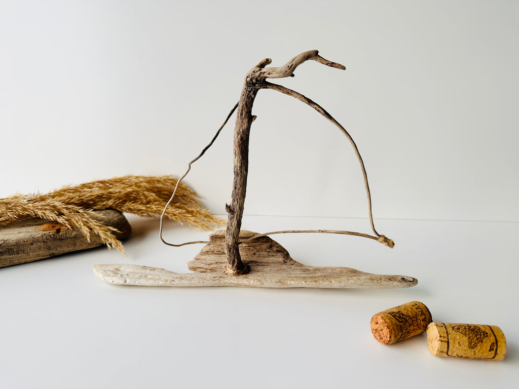 Baltic Driftwood Sailboat – Wooden Ship Sculpture No.3