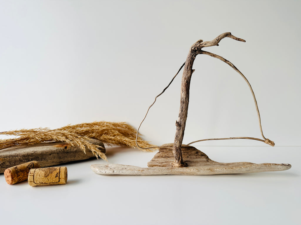 Baltic Driftwood Sailboat – Wooden Ship Sculpture No.3