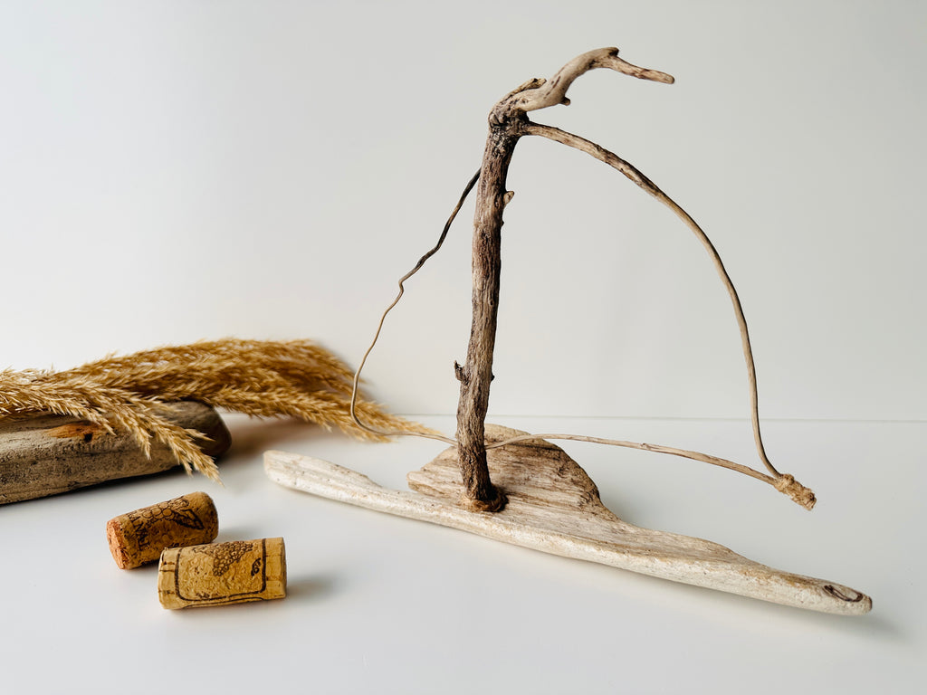 Baltic Driftwood Sailboat – Wooden Ship Sculpture No.3