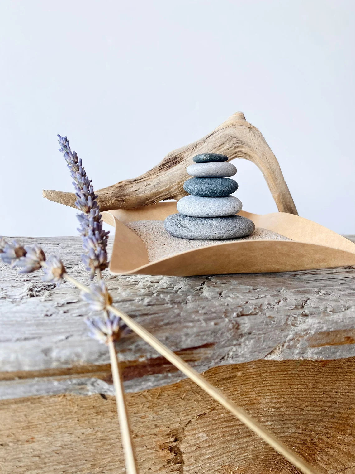 Baltic Mini Zen Garden – Driftwood & Stones Set