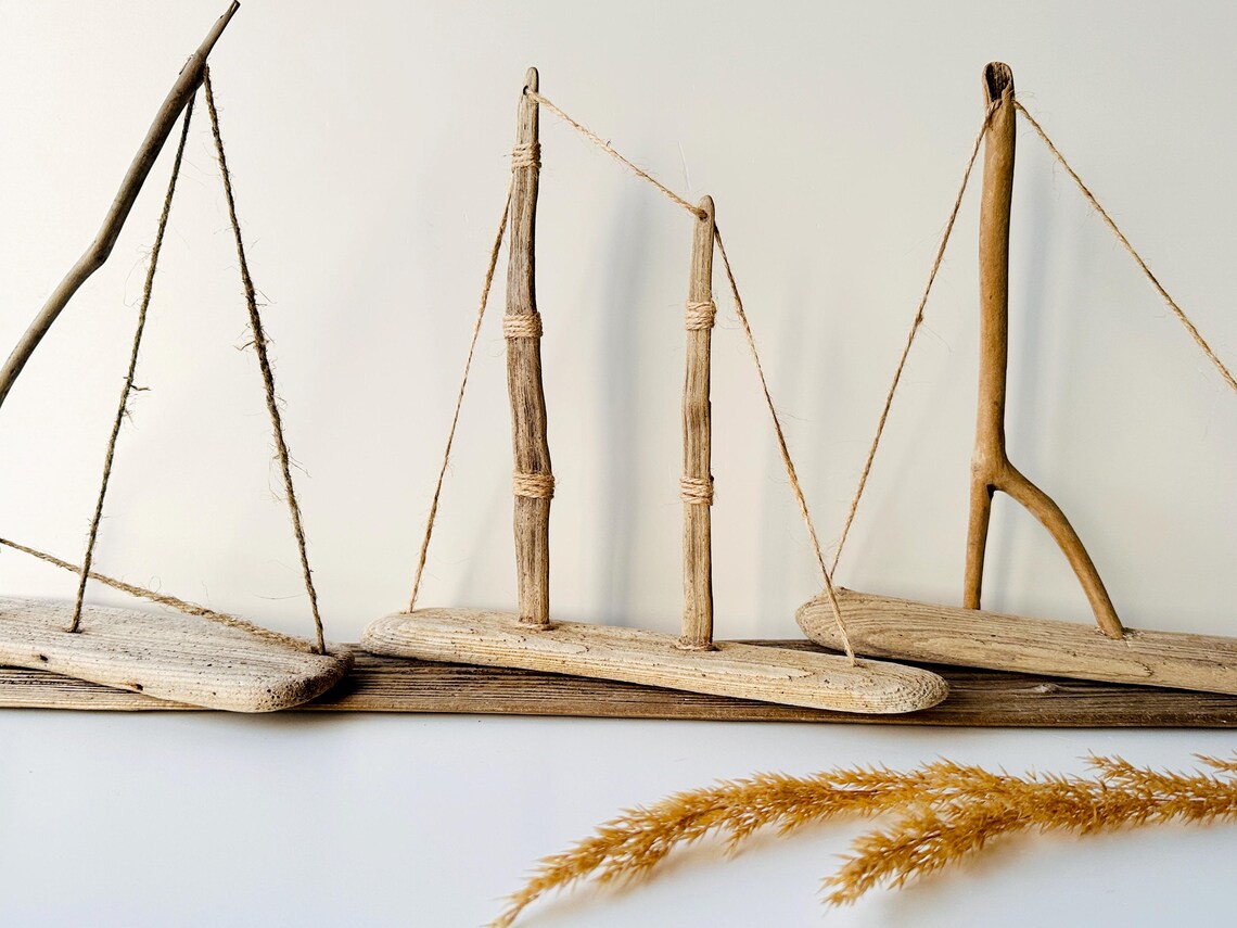 Baltic Driftwood Sailboat – Wooden Ship Sculpture No.17