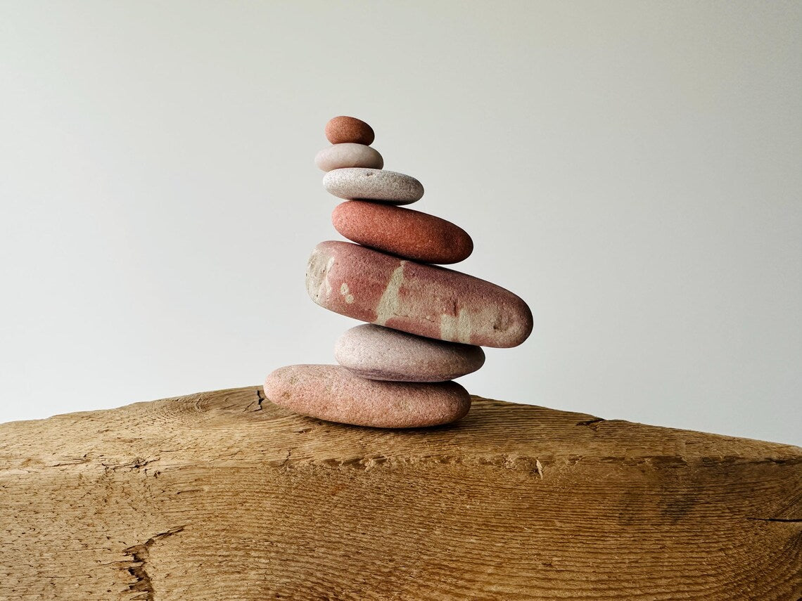 Baltic Sea Zen Stone Kit – 7-Stone Balancing Sculpture & Anxiety Relief Gift for Men