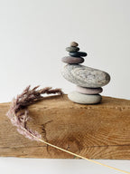 Baltic Sea Balancing Stone Cairn – 7-Stone Meditation Sculpture & Anxiety Relief Gift