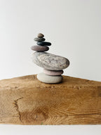 Baltic Sea Balancing Stone Cairn – 7-Stone Meditation Sculpture & Anxiety Relief Gift