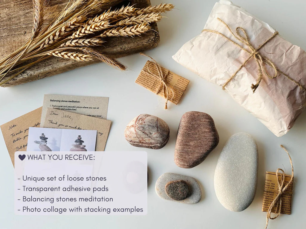 Baltic Sea Balancing Stone Cairn – 7-Stone Meditation Sculpture & Anxiety Relief Gift