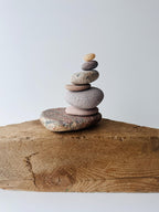 Baltic Sea Balancing Stone Sculpture – 7-Stone Zen Cairn for Meditation & Shelf Decor