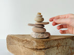 Baltic Sea Japandi Zen Balance Stones – 7-Stone Wabi Sabi Sculpture for Desk, Shelf & Meditation Decor