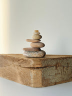 Baltic Sea Japandi Zen Balance Stones – 7-Stone Wabi Sabi Sculpture for Desk, Shelf & Meditation Decor