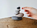 Baltic Sea Zen Balancing Stones – 7-Stone Wabi Sabi Sculpture for Desk, Shelf & Nightstand Decor