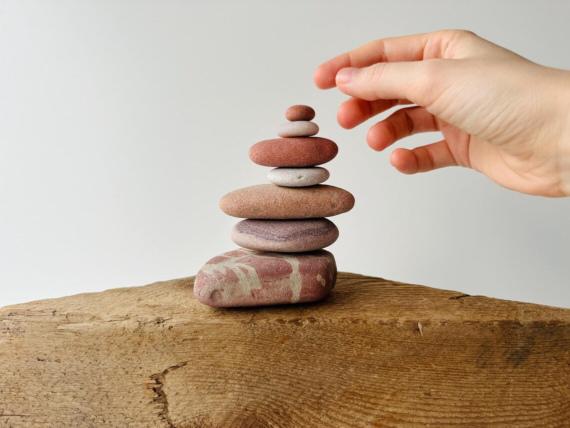 Baltic Sea Zen Stone Kit – 7-Stone Balancing Sculpture & Anxiety Relief Gift for Men