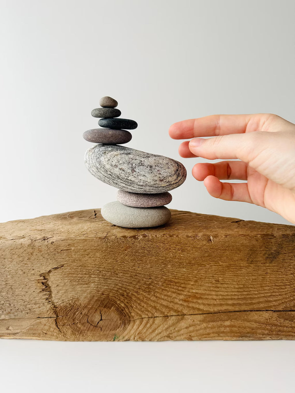 Baltic Sea Balancing Stone Cairn – 7-Stone Meditation Sculpture & Anxiety Relief Gift