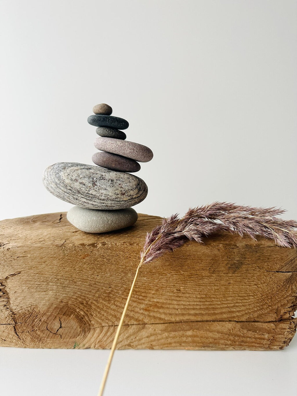 Baltic Sea Balancing Stone Cairn – 7-Stone Meditation Sculpture & Anxiety Relief Gift