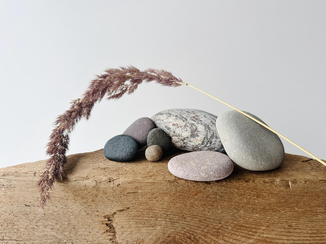 Baltic Sea Balancing Stone Cairn – 7-Stone Meditation Sculpture & Anxiety Relief Gift