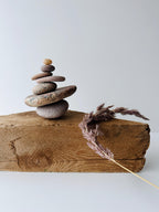 Baltic Sea Balancing Stone Sculpture – 7-Stone Zen Cairn for Meditation & Shelf Decor