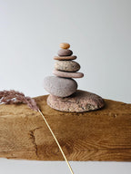 Baltic Sea Balancing Stone Sculpture – 7-Stone Zen Cairn for Meditation & Shelf Decor